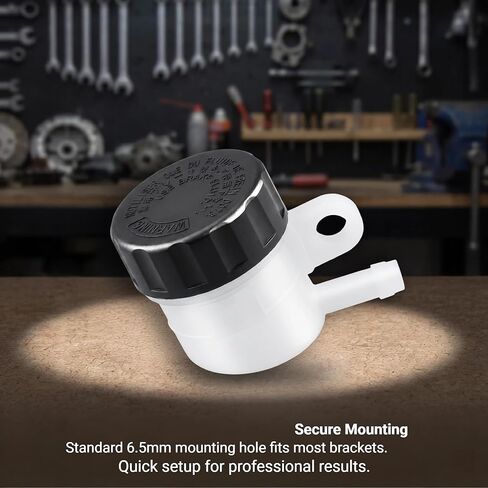 Motorcycle Brake Fluid Reservoir, Rear Brake Master Cylinder Oil Cup Tank, ABS Clutch Rear Brake Reservoir, Universal for Motorcycle, Pit Dirt Bike, ATV and 4 Wheel Quad (Black & White) in Kuwait