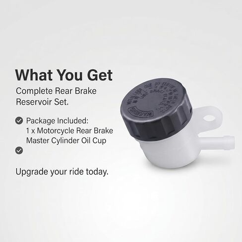 Motorcycle Brake Fluid Reservoir, Rear Brake Master Cylinder Oil Cup Tank, ABS Clutch Rear Brake Reservoir, Universal for Motorcycle, Pit Dirt Bike, ATV and 4 Wheel Quad (Black & White) in Kuwait
