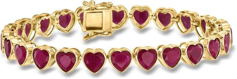 Ross-Simons 18.00 ct. t.w. Ruby Heart Tennis Bracelet in 18kt Gold Over Sterling. 7 inches in Saudi Arabia