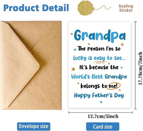 ICOOLYI Fathers Day Card for Grandpa, Grandpa Father's Day Card from Grandkids in Saudi Arabia