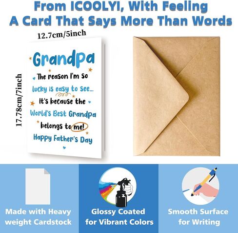 ICOOLYI Fathers Day Card for Grandpa, Grandpa Father's Day Card from Grandkids in Saudi Arabia
