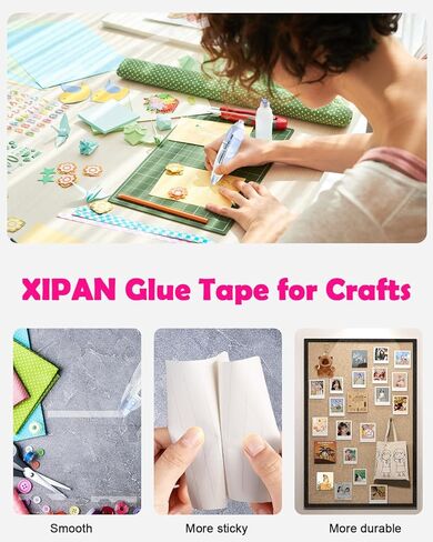 Retractable Glue Tape for Scrapbooking, 2 Pcs Double Sided Tape Roller for Crafts with 4 Extra Refills,16FT Scrapbook Tape Runner, Tape for Gift Wrapping Art Junk Journal School Office Supplies in Saudi Arabia