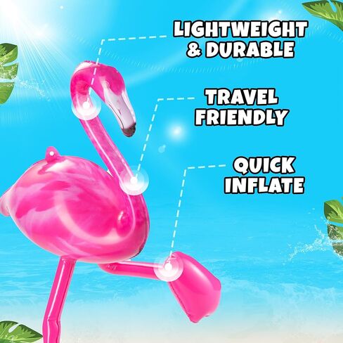Inflatable Pink Flamingo Party Decorations - (3 Pack) 28" Large Blow-Up Flamingos, Realistic Animal Design, Summer Hawaiian Luau, BBQ, Birthday Party Decor, Pool Float Toys Indoor & Outdoor in Saudi Arabia