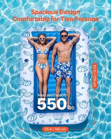 VEVOR حمام سباحة قابل للنفخ مع مظلة UPF 50+، كرسي عائم كبير مقاس 82 بوصة × 55 بوصة للبالغين، كرسي حمام شمسي بسعة 550 رطل يطفو مع وسادة وهاتف وحامل أكواب للمتعة المائية in Kuwait