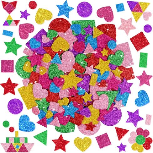 Foam Stickers, 7 Sheets 3D Glitter Foam Flower and Butterfly Shapes Stickers, 448 PCS Colorful Self-Adhesive EVA Spring Foam Stickers for Kids DIY Crafts Scrapbooking Party Classroom Home Decor in Saudi Arabia