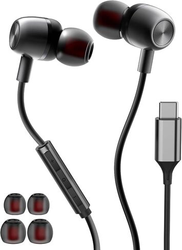 USB C Headphones for Samsung S23 FE S22 S21 S20 A53 A54 Wired Earbuds Metal in-Ear Type C Earphone with Microphone Volume Control Bass Stereo for iPhone 15 Pro Max iPhone 16 Pro Max Pixel 6 6a 7a 8 5 in Saudi Arabia