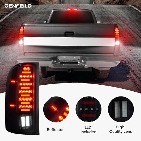 مجموعة مصابيح الذيل [مجموعة LED] + مصباح شحن الفرامل الثالث يناسب Chevy Silverado 1500 2500HD 3500HD 07-14، لـ GMC Sierra 3500HD 08-14، Sierra Denali 3500 11-14 مع عجلة خلفية مزدوجة فقط، عدسات مدخنة in Kuwait