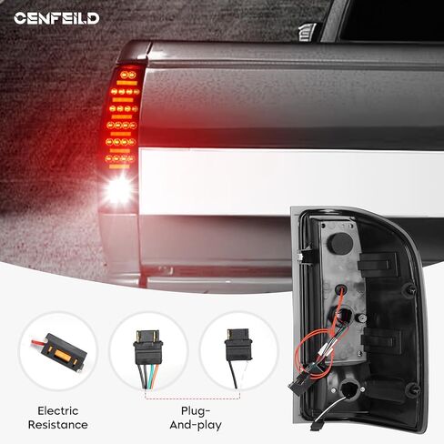 مجموعة مصابيح الذيل [مجموعة LED] + مصباح شحن الفرامل الثالث يناسب Chevy Silverado 1500 2500HD 3500HD 07-14، لـ GMC Sierra 3500HD 08-14، Sierra Denali 3500 11-14 مع عجلة خلفية مزدوجة فقط، عدسات مدخنة in Kuwait