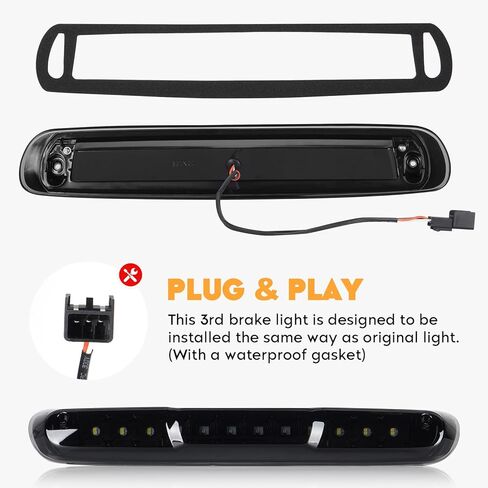 مجموعة مصابيح الذيل [مجموعة LED] + مصباح شحن الفرامل الثالث يناسب Chevy Silverado 1500 2500HD 3500HD 07-14، لـ GMC Sierra 3500HD 08-14، Sierra Denali 3500 11-14 مع عجلة خلفية مزدوجة فقط، عدسات مدخنة in Kuwait