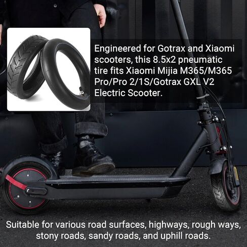 AR-PRO 8.5" Electric Scooter Tire and Tube, 8 1/2 X2 Scooter Replacement Wheels, 50/75-6.1 Compatible for Gotrax Gxl V2/Xiaomi M365/Pro Electric Scooter Tires, Straight Valve in Kuwait