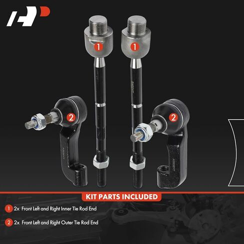 A-Premium Set of 4, Front Inner Outer Tie Rod End Kit, Compatible with Jeep KJ Series Liberty 2002 2003 2004 in Saudi Arabia