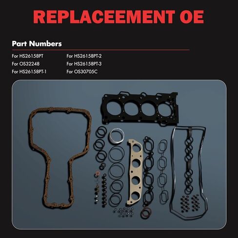 Engine Head Gasket Set Oil Pan Gasket Compatible with 2000-2005 for Toyota Celica 1.8L;1998-2008 for Toyota Corolla 1.8L;2003-2008 for Pontiac Vibe 1.8L;, OE# HS26158PT, OS32248 in Kuwait