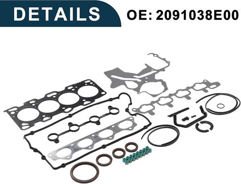 HS26282PT مجموعة حشيات رأس الأسطوانة لشركة Hyundai Santa Fe 2.4L 2001-2004 ختم الكفاءة رقم 2091038E00 مجموعة حشيات صمام المحرك لكيا أوبتيما 2.4L 2002-2006 أسود مجموعة واحدة in Kuwait