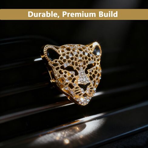2PCS Leopard Print Vent Clips Car Accessories Gold Bling Rhinestone Car Accessories for Women Cute Cheetah Air Vents Clip Decorations Stylish Interior Decor for Vehicles in Kuwait