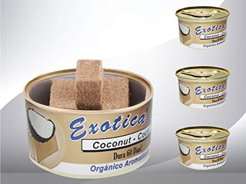 Exotica Car Air Freshener | Spill-Proof Can | Organic | for Home & Auto | Long Lasting Freshness | (Pack of 12) Coconut in Saudi Arabia