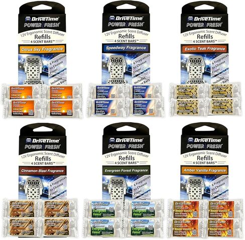Drive Time Reusable 12V Plug-in Car Air Freshener Refill – Power Fresh, Auto Shut-Off, Plug-In Convenience, No Batteries Needed – Includes 4 Scent Bars for Up to 30 Days of Freshness – Speedway in Kuwait