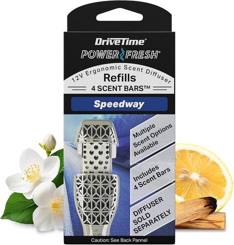 Drive Time Reusable 12V Plug-in Car Air Freshener Refill – Power Fresh, Auto Shut-Off, Plug-In Convenience, No Batteries Needed – Includes 4 Scent Bars for Up to 30 Days of Freshness – Speedway in Kuwait