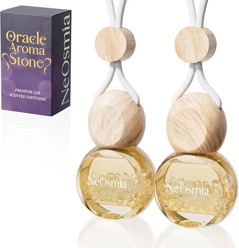 Hanging Car Air Freshener, 2 Pack Glass Car Scent Decor with Decorative Crystals, 6 Scents, Gardenia Jasmine, Long-Lasting Fragrance, Budget Friendly in Saudi Arabia