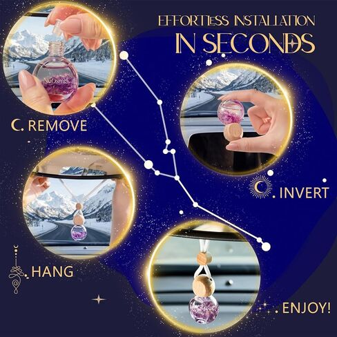 Hanging Car Air Freshener, 2 Pack Glass Car Scent Decor with Decorative Crystals, 6 Scents, Gardenia Jasmine, Long-Lasting Fragrance, Budget Friendly in Saudi Arabia