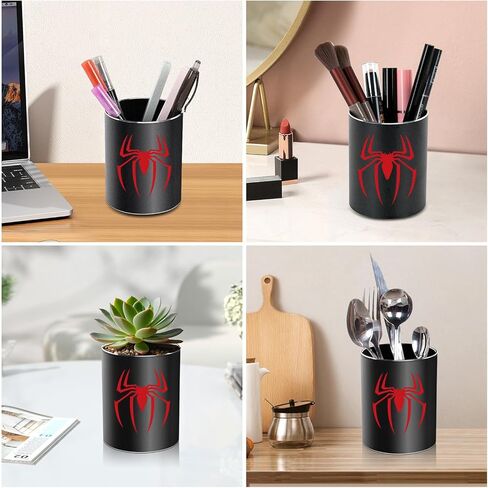 Spider Metal Pen Holder Aluminum Pencil Holder for desk,Round Desktop Organizer and Black Pencil Cup for Office, School, Home and Stationary Supplies (Spider) in Saudi Arabia