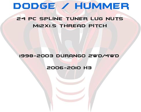 24pc M12x1.5 6 Spline Tuner Blue Lug Nuts with Two Locking Socket Keys | Fits Dodge Hummer Durango 2WD H3 in Kuwait