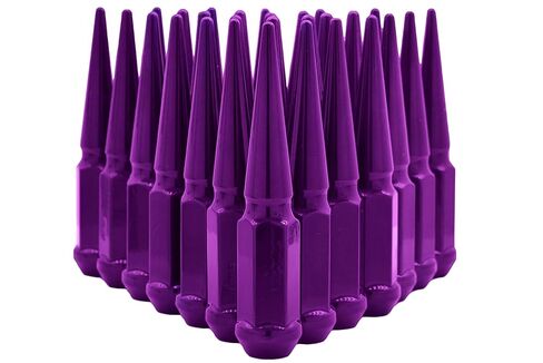 20 Pc Candy Purple Spike Lug Nuts Powder Coated | Steel | 4.5" Tall | M14x1.5 Thread Pitch + More 1 Key Compatible with Dodge Charger + More 5x5.5 in Kuwait