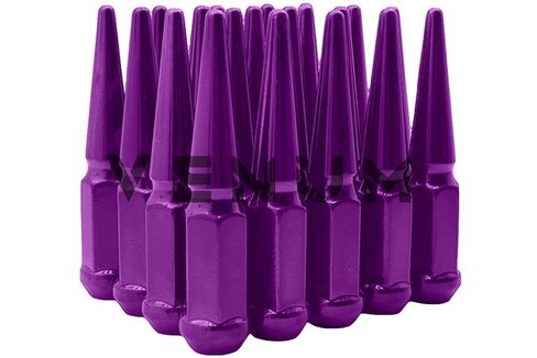 20 Pc Candy Purple Spike Lug Nuts Powder Coated | Steel | 4.5" Tall | M14x1.5 Thread Pitch + More 1 Key Compatible with Dodge Charger + More 5x5.5 in Kuwait