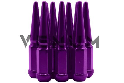 20 Pc Candy Purple Spike Lug Nuts Powder Coated | Steel | 4.5" Tall | M14x1.5 Thread Pitch + More 1 Key Compatible with Dodge Charger + More 5x5.5 in Kuwait