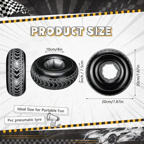 7.87 Inches Mini Inflatable Tires Tubes Racing Car Party Supplies Blow up Tires Inflatable Decor Swimming Pool Floats for Race Car Themed Birthday Party Decorations in Kuwait