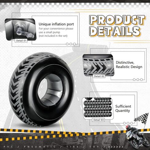 7.87 Inches Mini Inflatable Tires Tubes Racing Car Party Supplies Blow up Tires Inflatable Decor Swimming Pool Floats for Race Car Themed Birthday Party Decorations in Kuwait