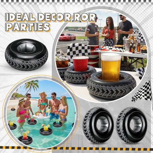 7.87 Inches Mini Inflatable Tires Tubes Racing Car Party Supplies Blow up Tires Inflatable Decor Swimming Pool Floats for Race Car Themed Birthday Party Decorations in Kuwait