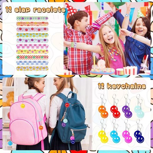 Vanblue 110Pcs Smile Face Party Favors,Preppy Birthday Decorations,Happy Face Goodie Bags Stuffers for Birthday Bachelorette Supplies,Classroom Rewards Prizes Pinata Fillers Gift in Kuwait