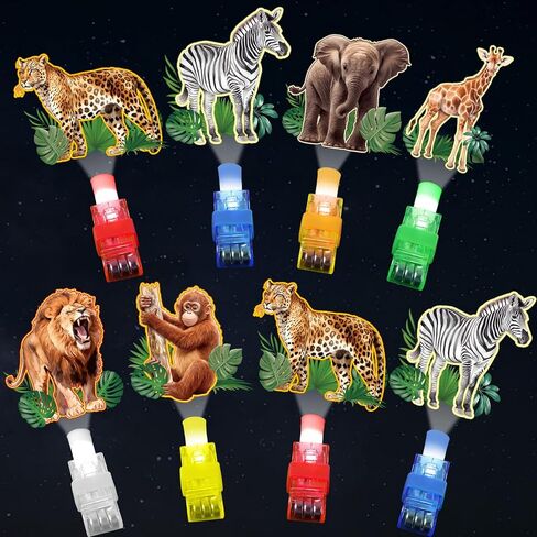 36Pcs Jungle Safari LED Finger Lights Animals Party Favors Glow in the Dark Light Up Finger Lights Forest Wildlife Themed Toys Bulk for Birthday Party Goodie Bag Stuffer Birthday Gifts Classroom Prize in Saudi Arabia