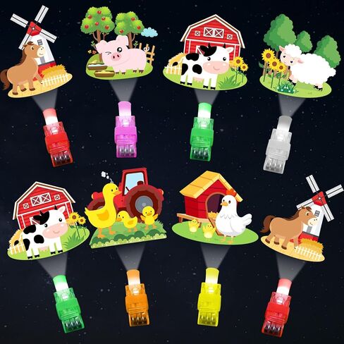 36Pcs Farm Animals Themed LED Finger Lights Farm Party Favors Glow in the Dark Light Up Finger Lights Barnyard Themed Toys Bulk for Birthday Party Favors Treasure Box Goodie Bag Stuffer Birthday Gifts in Saudi Arabia