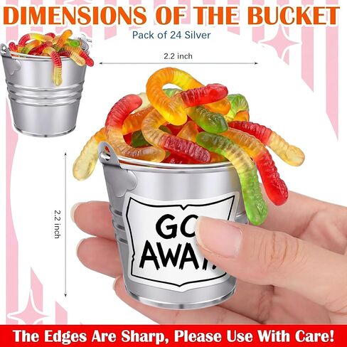 24 Set Street Theme Party Supplies Cartoon Party Mini Buckets with Go Away Stickers Funny Treat Pails Cookie Candy Holders Street Birthday Decors for Birthday Baby Shower Classroom Favors in Kuwait