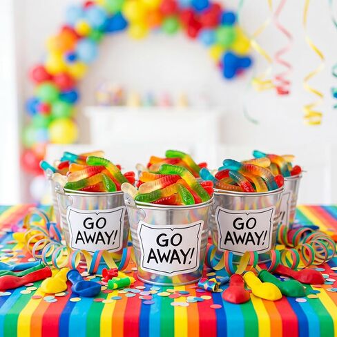 24 Set Street Theme Party Supplies Cartoon Party Mini Buckets with Go Away Stickers Funny Treat Pails Cookie Candy Holders Street Birthday Decors for Birthday Baby Shower Classroom Favors in Kuwait