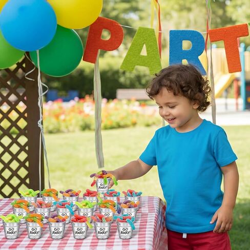 24 Set Street Theme Party Supplies Cartoon Party Mini Buckets with Go Away Stickers Funny Treat Pails Cookie Candy Holders Street Birthday Decors for Birthday Baby Shower Classroom Favors in Kuwait