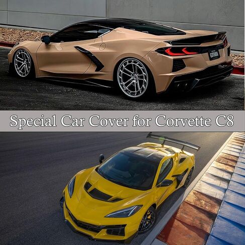 Indoor Car Cover fit for C8 Corvette 2020-2026– Custom Fit, Breathable & Dust-Proof Stretch Fabric –Fits Underground Garage & Car Show (Black/Gray) in Saudi Arabia