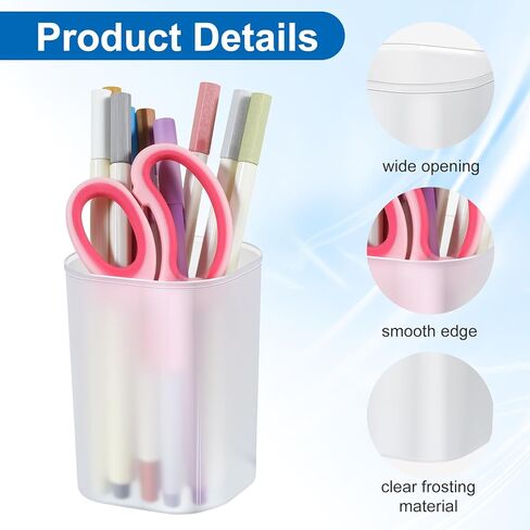 48 Pcs White Plastic Pen Cups Bulk, 3.98x2.83in Frosted PP Pen Holder Organizer for Desk Stationery & Makeup Brushes, Office Home Supplies in Kuwait