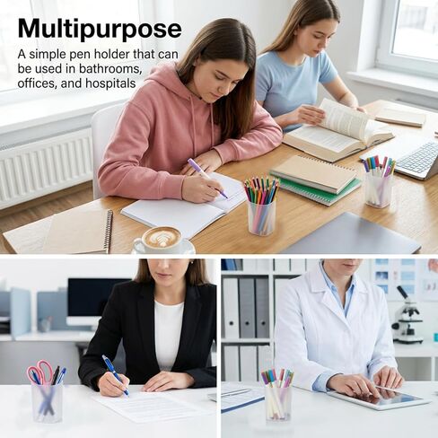 48 Pcs White Plastic Pen Cups Bulk, 3.98x2.83in Frosted PP Pen Holder Organizer for Desk Stationery & Makeup Brushes, Office Home Supplies in Kuwait