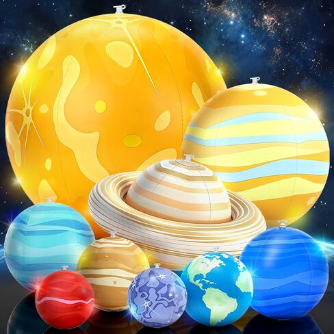 Inflatable Solar System Planets with Lights, 2026 Upgraded Inflatable Solar System 9 Giant Hanging Planets Astronomy Gifts for Ages 5-7, 6-8, 8-12 Outer Space Themed Room Party Decoration in Saudi Arabia
