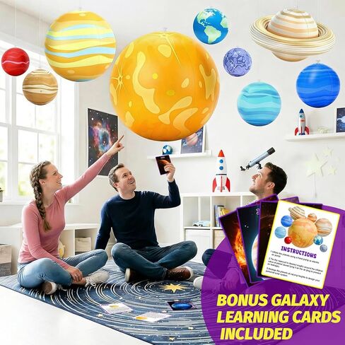 Inflatable Solar System Planets with Lights, 2026 Upgraded Inflatable Solar System 9 Giant Hanging Planets Astronomy Gifts for Ages 5-7, 6-8, 8-12 Outer Space Themed Room Party Decoration in Saudi Arabia