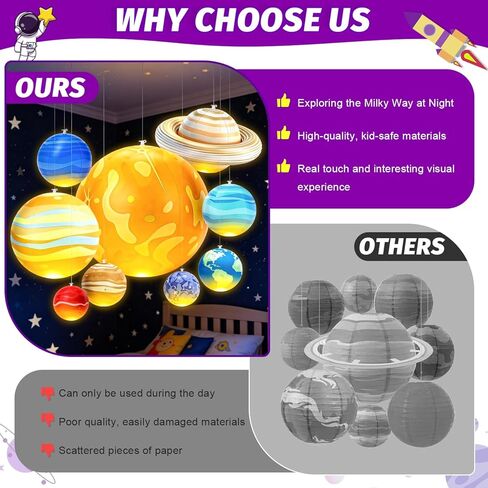 Inflatable Solar System Planets with Lights, 2026 Upgraded Inflatable Solar System 9 Giant Hanging Planets Astronomy Gifts for Ages 5-7, 6-8, 8-12 Outer Space Themed Room Party Decoration in Saudi Arabia