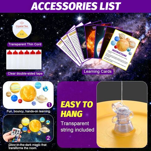 Inflatable Solar System Planets with Lights, 2026 Upgraded Inflatable Solar System 9 Giant Hanging Planets Astronomy Gifts for Ages 5-7, 6-8, 8-12 Outer Space Themed Room Party Decoration in Saudi Arabia