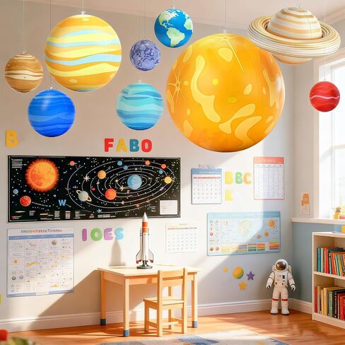Inflatable Solar System Planets with Lights, 2026 Upgraded Inflatable Solar System 9 Giant Hanging Planets Astronomy Gifts for Ages 5-7, 6-8, 8-12 Outer Space Themed Room Party Decoration in Saudi Arabia