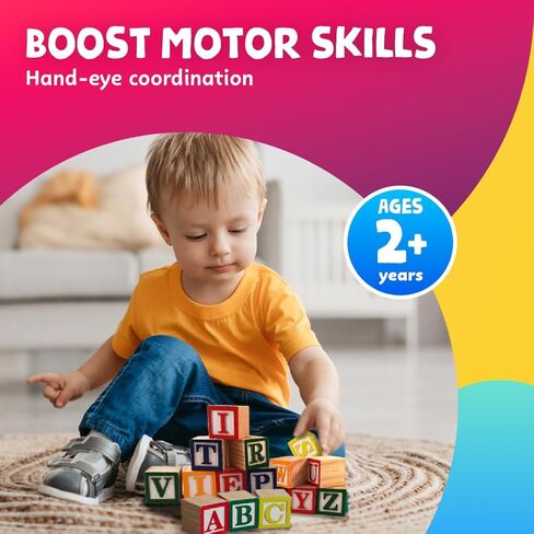Skoolzy 30 PCS Baby Blocks - Small Wooden ABC Blocks for Toddlers 2-5 - Alphabet Learning & Building Toys in Saudi Arabia