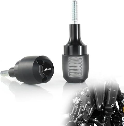 منزلقات إطار وسادة زنبركية من Xitomer متوافقة مع MT07 FZ07 FJ-07 Tracer 700 MT-07 XSR700 YZF-R7 واقيات حماية من السقوط بدون قطع إطار منزلقة (أسود) in Kuwait
