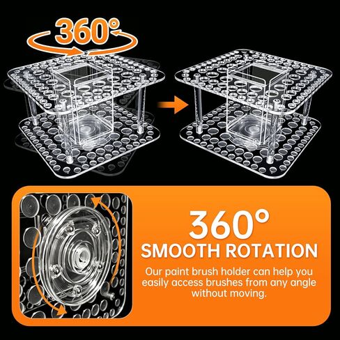 Rotating Paint Brush Holder 92 Holes and Large Compartment 360° Spinning Acrylic Paintbrush Holder Organizer Artist Brush Holder Watercolor Brush Stand Rack in Saudi Arabia