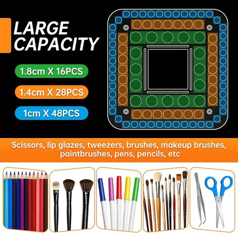 Rotating Paint Brush Holder 92 Holes and Large Compartment 360° Spinning Acrylic Paintbrush Holder Organizer Artist Brush Holder Watercolor Brush Stand Rack in Saudi Arabia