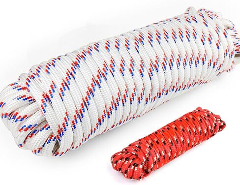 حبل نايلون مجدول ماسي من ويلماكس، 1/2 بوصة × 100 قدم مع سلك إضافي 1/4 بوصة × 25 قدم مقاوم للأشعة فوق البنفسجية، قوة عالية ومقاوم للطقس in Kuwait